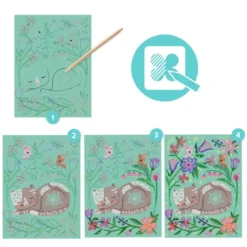 DJECO Krasfolie Kaarten Dieren In De Tuin 6 Jr+ -Djeco DJECOkrasfoliekaartenDierenindetuin6jr DJ09717a