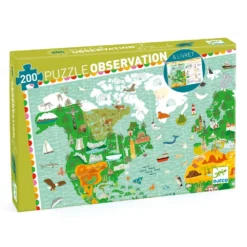 DJECO Observatiepuzzel Tour Du Monde 6 Jr+/ 200 Stks
