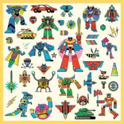 DJECO Stickers Robots Metallic 4 Jr+ -Djeco DJECOstickersRobotsmetallicDJ09276c