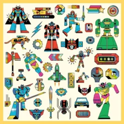 DJECO Stickers Robots Metallic 4 Jr+ -Djeco DJECOstickersRobotsmetallicDJ09276d