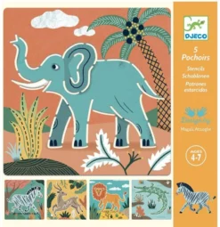 DJECO Tekensjablonen Wilde Dieren 4 Jr+