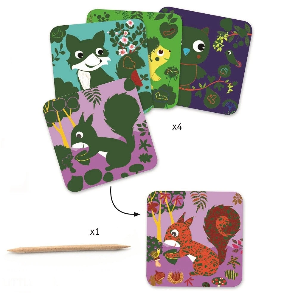 DJECO Kraskaarten Kleine Dieren 3 Jr+ 2 DJECO Kraskaarten Kleine Dieren 3 Jr+ - Afbeelding 2